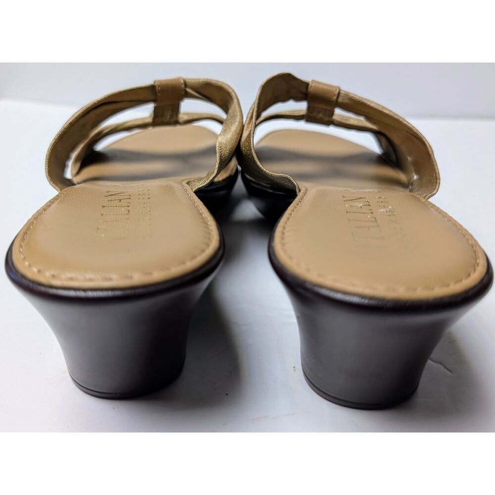 Italian Shoemakers Champagne Gold Sandals WOMENS SIZE 10 Rhinestone Bowtie Wedge - Picture 4 of 7